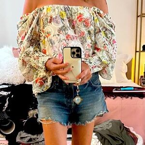 ALICE & OLIVIA floral blouse, off shoulder option